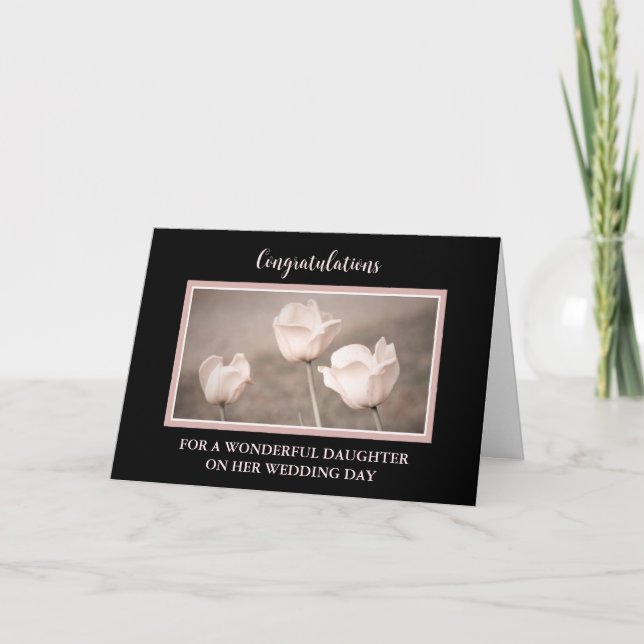 Floral Daughter Hochzeitstag Glückwunsch Karte (Vorderseite)