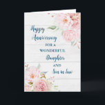 Floral Daughter & Son in Law Wedding Jubiläum Karte<br><div class="desc">Glückliche Hochzeitskarte für Jung und Junge mit wunderschönen Aquarellfarben Vintage Blume,  rustikalem Holz und sentimentalem Vers.</div>