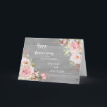 Floral Daughter & Son in Law Wedding Jubiläum Karte<br><div class="desc">Happy Hochzeitstag Karte für Tochter und Sohn im Gesetz mit eleganten rot-rosa Aquarellblumen und Holzhintergrund und Herzen Vers.</div>