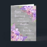 Floral Daughter & Son in Law Wedding Jubiläum Karte<br><div class="desc">Happy Hochzeitstag Karte für Tochter und Sohn im Gesetz mit schönen Aquarell Vintag violette Blumen,  rustikales Holz und sentimental Vers.</div>