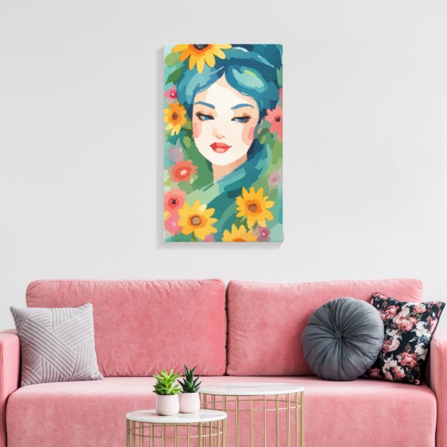 Floral Daydream Portrait Leinwanddruck (Insitu (Wohnzimmer))