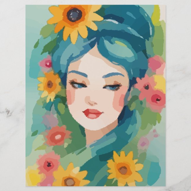 Floral Daydream Portrait Papier à Retard (Devant)