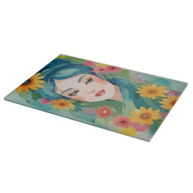 Floral Daydream Portrait Schneidebrett (Ecke)
