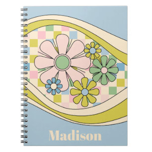 Floral Daydream Retro 60er Pastell Schachtelmuster Notizblock