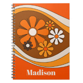 Floral Daydream Retro 70er Blume mit Namen Notizblock