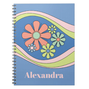 Floral Daydream Retro Blume 60er 70er Personalisie Notizblock