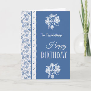 Floral de bleu d'indigo de carte d'anniversaire et