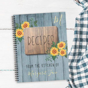 Floral de bois rustique Livre de recettes monogr