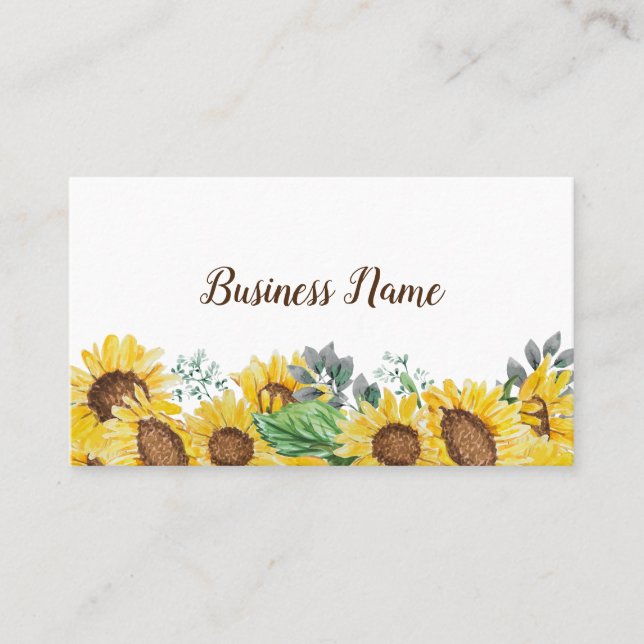 floral de tournesol, carte de visite de boutique (Devant)