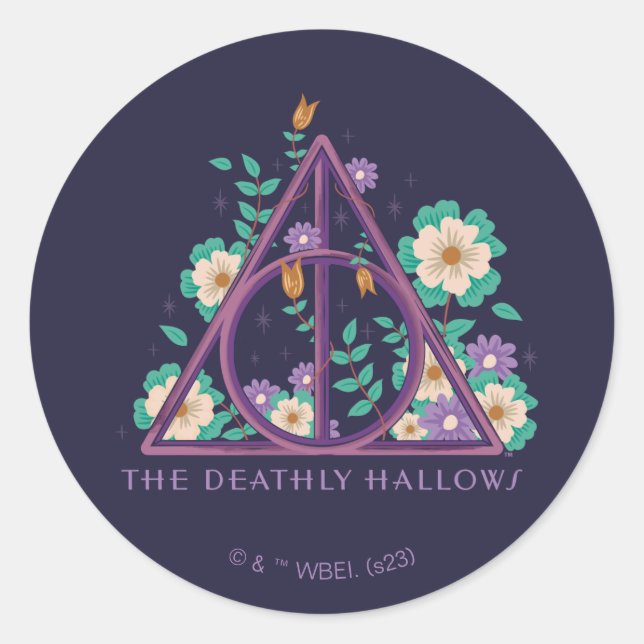 Floral Deathly Hallows Graphic Runder Aufkleber (Vorderseite)