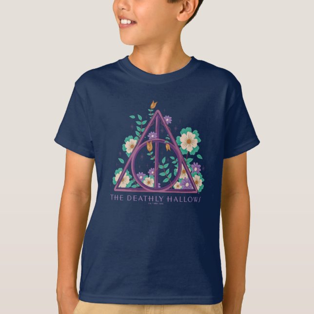 Floral Deathly Hallows Graphic T-Shirt (Vorderseite)