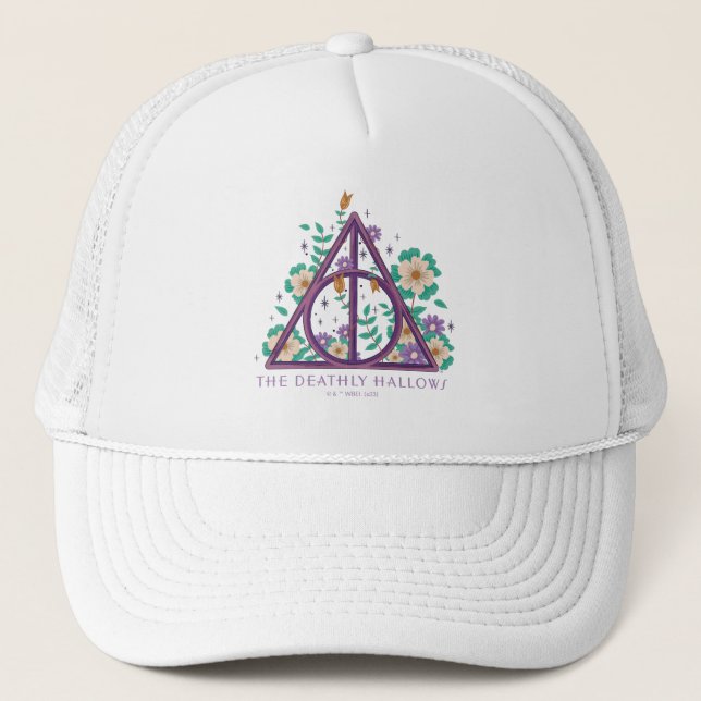 Floral Deathly Hallows Graphic Truckerkappe (Vorderseite)