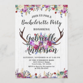 Floral Deer Antler Bachelorette Party Invitation