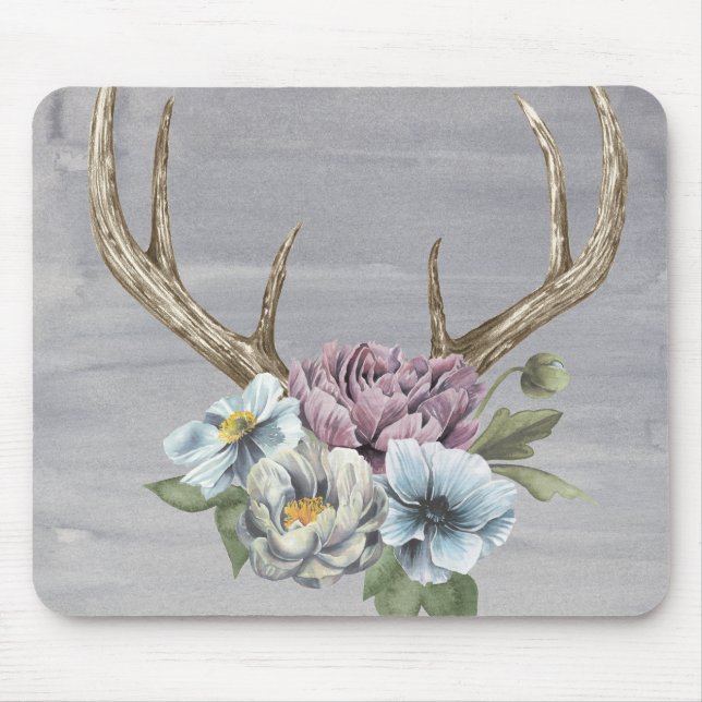 Floral Deer Antlers Mousepad (Vorne)