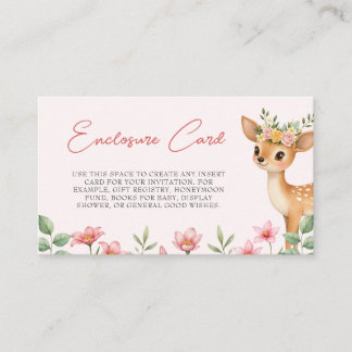 Floral Deer Baby Enclosure Card Begleitkarte