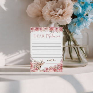 Floral Deer Birthday Message Card Einladung