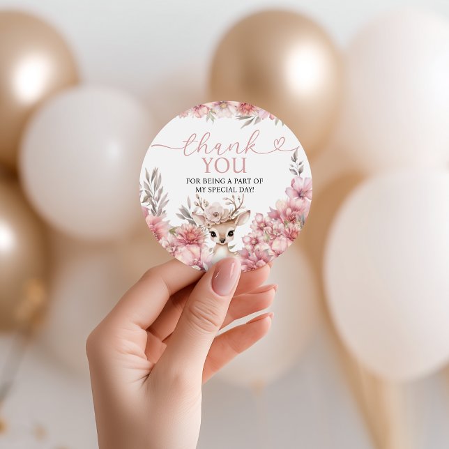 Floral Deer Birthday Thank You Tag Geschenkanhänger (Von Creator hochgeladen)