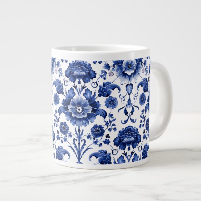Floral Delft Blue Jumbo-Tasse (Vorderseite Rechts)