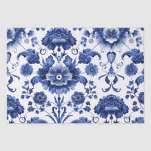 Floral Delft Blue Seidenpapier