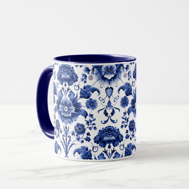 Floral Delft Blue Tasse (Vorderseite Links)