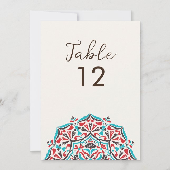 Floral Delight Mandala Hochzeitstisch Nummer Einladung (Vorderseite)