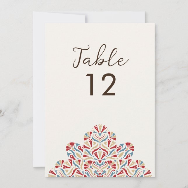 Floral Delight Mandala Wedding Table Number Einladung (Vorderseite)