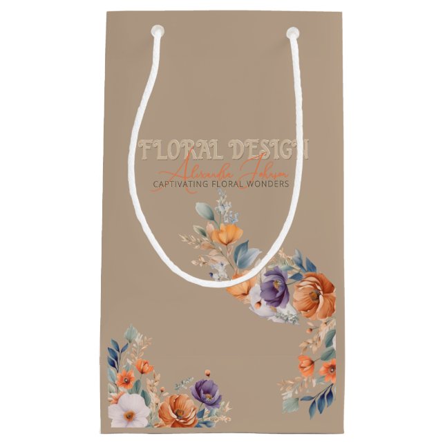 Floral Design Business - Elegante rustikale Kraft  Kleine Geschenktüte (Vorderseite)