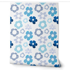 floral design in blue tones tapete