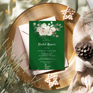Floral d'hiver Invitation de douche nuptiale verte