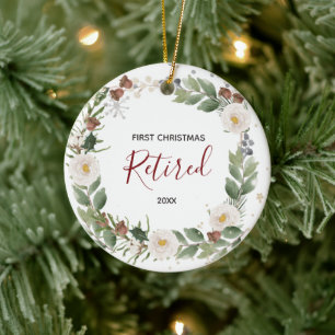 Floral d'hiver Retraité Premier ornement de Noël