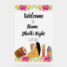 Floral Dholki signe acrylique de nuit