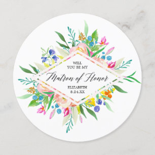 Floral Diamond Bridesmaid Matron of Honour Einladung