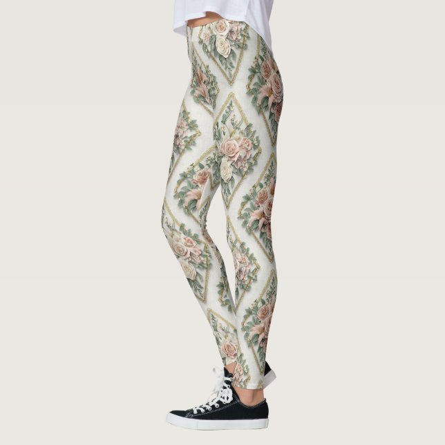 Floral Diamonds Pattern – Geometric Botanical  Leggings (Links)