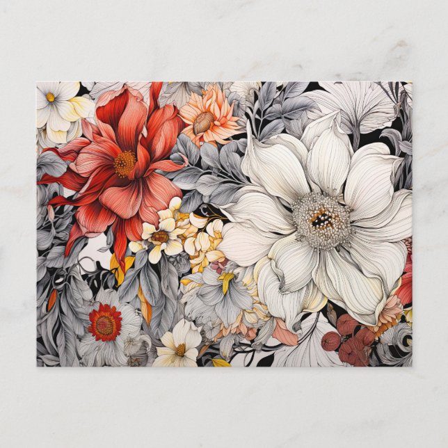 Floral Digital AI - Kunst, Hübsches Flora Postkarte (Vorderseite)