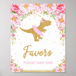 Floral Dinosaur Geburtstagsparty T-Rex Favoriten U Poster