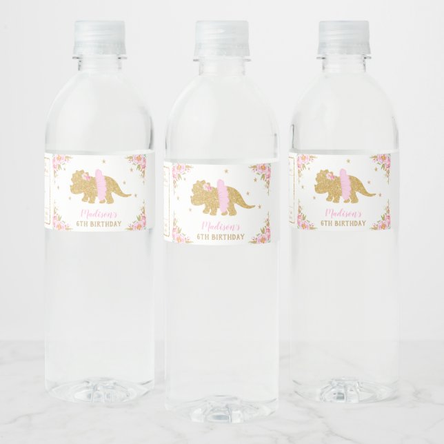 Floral Dinosaurier Birthday Pink Tutu Triceratops (Flaschen)