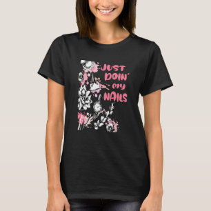 Floral Doin' Nails Manikurin Nail Tech Frau Poli T-Shirt