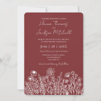 Floral Doodle Lässig Rustikale Rote Hochzeit