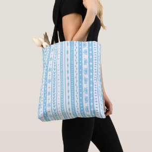 Floral doodle Streifen in Babyblau und Weiß Tasche