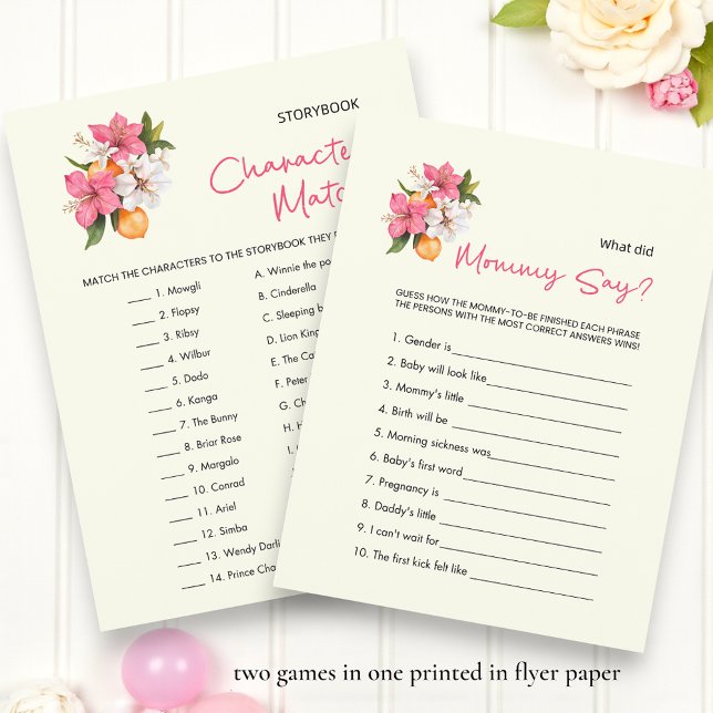 Floral double sided Baby Shower Games Flyer (Von Creator hochgeladen)
