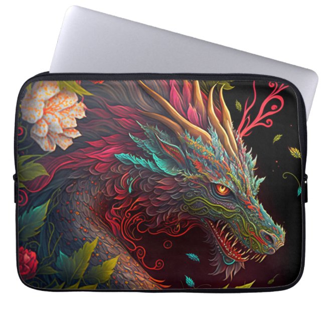 Floral Dragon Laptop Case (Vorderseite)