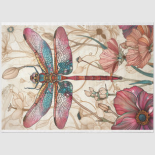 Floral Dragonfly gestanztes Glas Warme weiße Farbe Seidenpapier