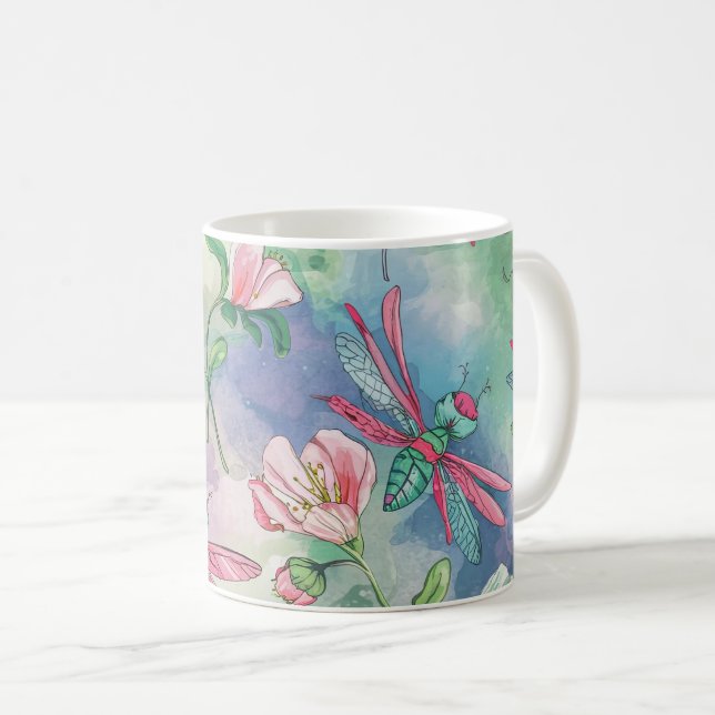 Floral Dragonfly Kaffeetasse (VorderseiteRechts)