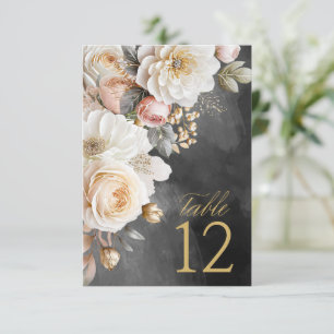Floral-Drama-Hochzeitstisch-Nummer Charcoal ID1022 Einladung