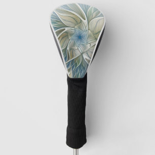 Floral Dream Abstrakt Blue Khaki Fraktal Kunst Golf Headcover