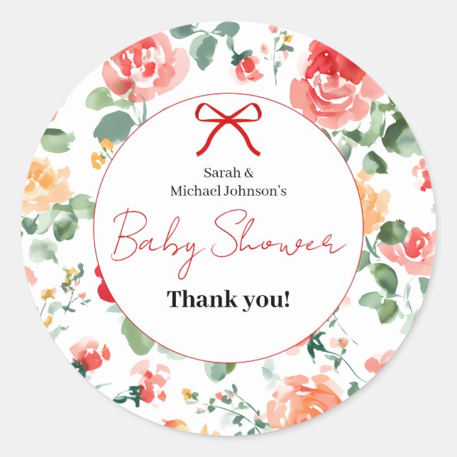 Floral Dream Baby Shower  Runder Aufkleber (Vorderseite)