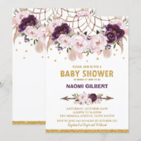 Floral Dream Catcher Babydusche Girl Lila Blush