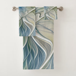 Floral Dream Motif Abstrait Blue Khaki Fractal
