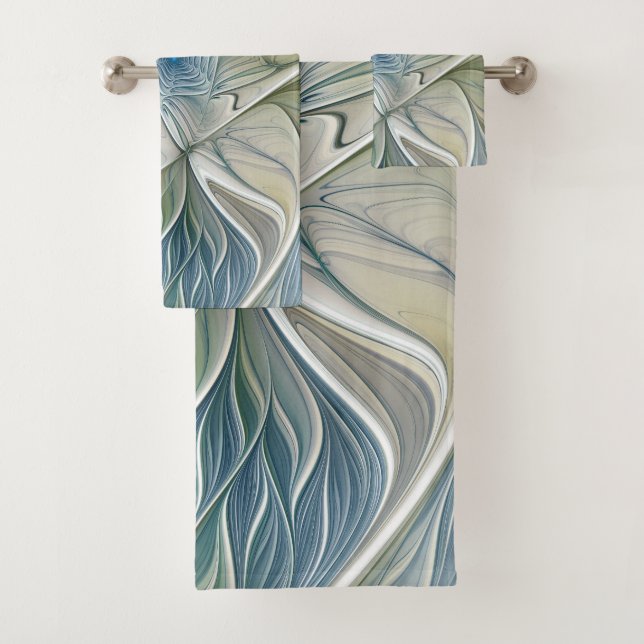 Floral Dream Motif Abstrait Blue Khaki Fractal (En situation)