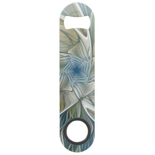 Floral Dream Motif Abstrait Blue Khaki Fractal